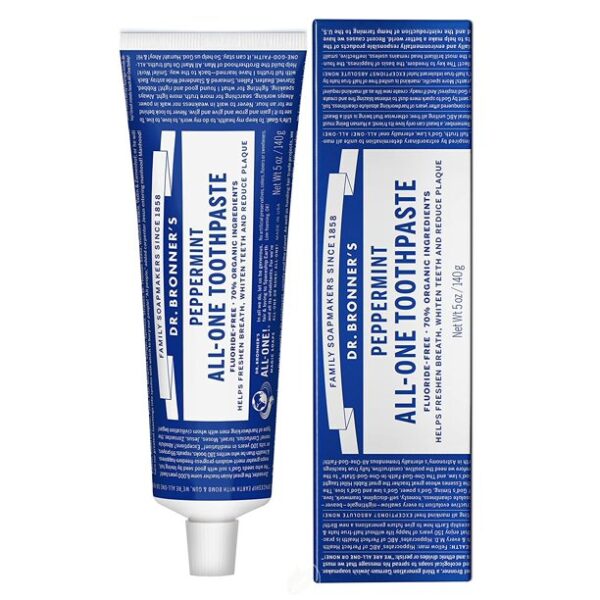 DR BRONNERS Toothpaste, All-One, Peppermint – 5 Ounces