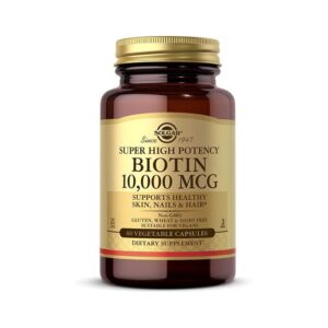 SOLGAR Biotin Super High Potency,10,000mcg, 60 Veg Caps