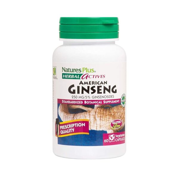 NATURES PLUS Herbal Actives American Ginseng 250mg, 60 Veg Caps