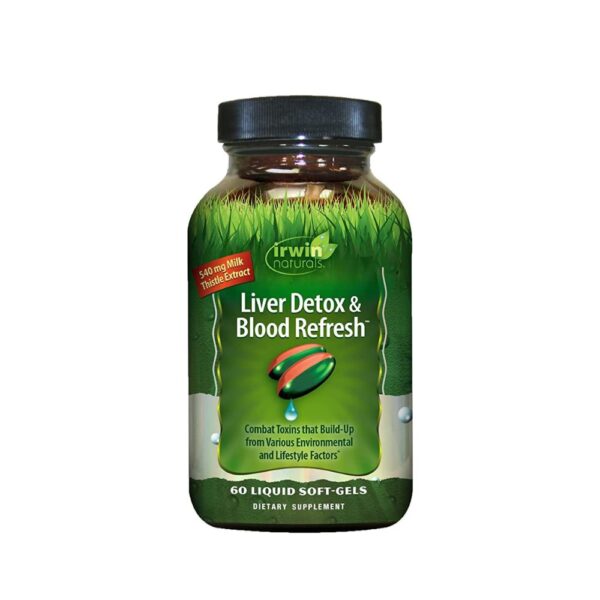 IRWIN NATURALS, Liver Detox & Blood Refresh, 540mg Milk Thistle Extract, 60 Soft Gels