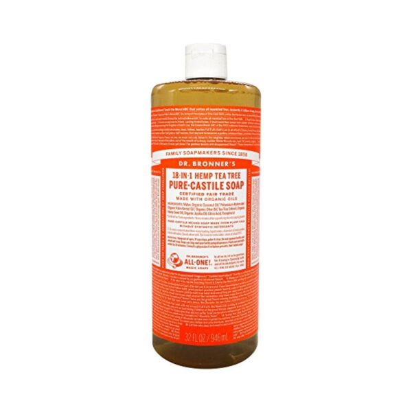 DR BRONNERS Soap, Pure-Castile, 18-in-1, Hemp Tea Tree – 32oz